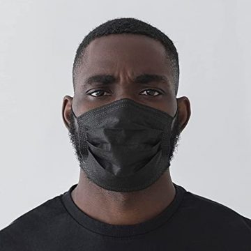 100 Stück OP Masken schwarz CE zertifiziert Typ IIR,MADE IN EU,medizinischer Masken Mundschutz schwarz, flitereffiziente Einwegmasken,3-lagige atmungsaktive Maske mit Vliesstoffen - 7