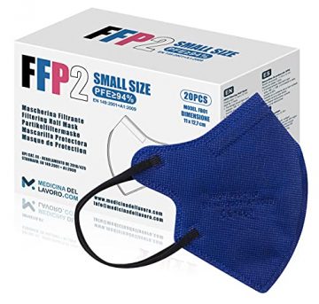 20 FFP2/KN95 Maske Blau CE Zertifiziert Kleine Größe Small, Medizinische Mask mit 4 Lagige Masken ohne Ventil, Staub- und Partikelschutzmaske, Atemschutzmaske mit Hoher BFE-Filtereffizienz≥95|20 Stück - 1