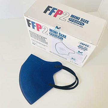 20 FFP2/KN95 Maske Blau CE Zertifiziert Kleine Größe Small, Medizinische Mask mit 4 Lagige Masken ohne Ventil, Staub- und Partikelschutzmaske, Atemschutzmaske mit Hoher BFE-Filtereffizienz≥95|20 Stück - 6