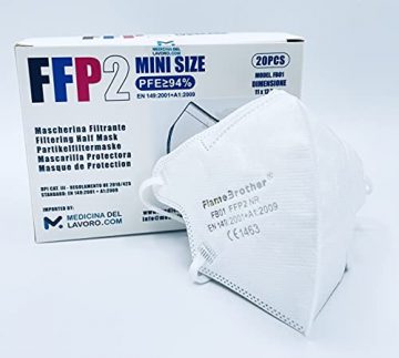 20 FFP2/KN95 Maske Bunt Mix CE Zertifiziert Kleine Größe Small, Medizinische Mask mit 4 Lagige Masken, Staub- und Partikelschutzmaske, Atemschutzmaske mit Hoher BFE-Filtereffizienz≥95|20 Stück - 5