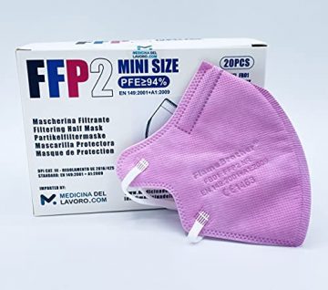 20 FFP2/KN95 Maske Bunt Mix CE Zertifiziert Kleine Größe Small, Medizinische Mask mit 4 Lagige Masken, Staub- und Partikelschutzmaske, Atemschutzmaske mit Hoher BFE-Filtereffizienz≥95|20 Stück - 7