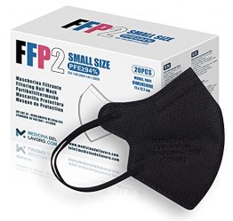 20 FFP2/KN95 Maske Schwarz CE Zertifiziert Kleine Größe, Medizinische Mask mit 4 Lagige Masken ohne Ventil, Staub- und Partikelschutzmaske, Atemschutzmaske mit Hoher BFE-Filtereffizienz≥95|20 Stück - 1