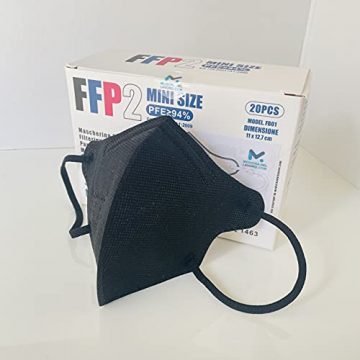 20 FFP2/KN95 Maske Schwarz CE Zertifiziert Kleine Größe, Medizinische Mask mit 4 Lagige Masken ohne Ventil, Staub- und Partikelschutzmaske, Atemschutzmaske mit Hoher BFE-Filtereffizienz≥95|20 Stück - 6