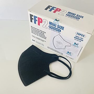 20 FFP2/KN95 Maske Schwarz CE Zertifiziert Kleine Größe, Medizinische Mask mit 4 Lagige Masken ohne Ventil, Staub- und Partikelschutzmaske, Atemschutzmaske mit Hoher BFE-Filtereffizienz≥95|20 Stück - 7