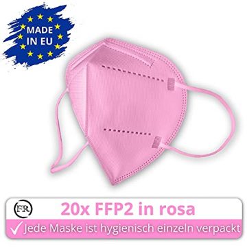 20x FFP2 rosa [MADE IN EU] - FFP2 Maske rosa CE zertifiziert nach EN149:2001+A:2009 - Farbige FFP2 Maske pink CE zertifiziert - FFP2 Maske bunt in rosa - atmungsaktive FFP2 bunt, FFP2 pink aus Europa - 7