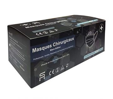 5RMED 50 Schwarze Chirurgische Op Masken [Black Edition] - EN14683 TYP IIR CE Schwarze chirurgische Einwegmasken Medizinisch Masken Mundschutz - 5