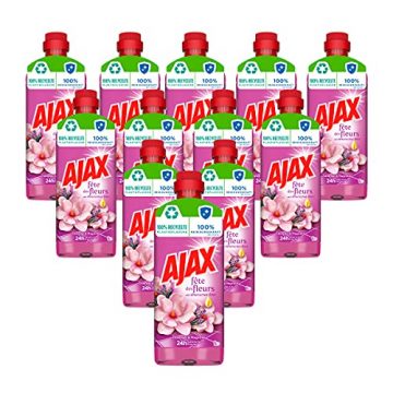 Ajax Allzweckrieniger Lavendel & Magnolie, Fête des Fleurs, Multi-Oberflächen-Reiniger 12er Pack(12 x 1 l) - 1