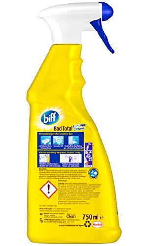 Biff Bad Total Spritzige Zitrone, Badreiniger, 8 x 750 ml, Sprühflasche, für alle Oberflächen und hygienische Sauberkeit - 3