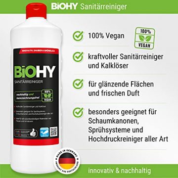 BiOHY Sanitärreiniger (1l Flasche) | Kalkzersetzendes Konzentrat für den Sanitärbereich | Badreiniger mit angenehme & frischen Duft | Extra Stark - 2