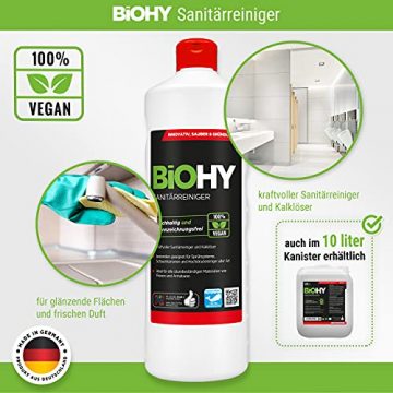 BiOHY Sanitärreiniger (1l Flasche) | Kalkzersetzendes Konzentrat für den Sanitärbereich | Badreiniger mit angenehme & frischen Duft | Extra Stark - 3