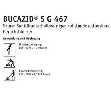 Buzil Sanitärreiniger Bucazid S G467 kraftvoller Reiniger, für Bad und WC mit Geruchsblocker, rot, Kanister 10l - 2