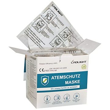 CRDLIGHT 25 Stück FFP2 Atemschutzmasken je Maske in PE-Folie Einzelverpackung - 2