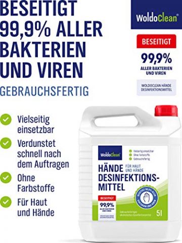 Desinfektionsmittel 5l Hände & Haut mit Rückfetter - ohne Parfüm und Farbstoffe - 2