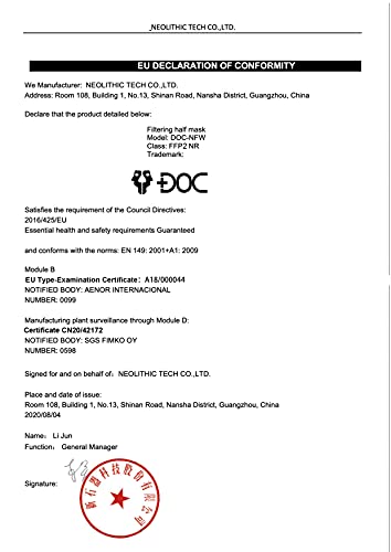 DOC-NFW - FFP2-Masken EN 149:2001 + A1:2009. CE-Zertifziert - 25er Box - Einzeln verpackt - 7