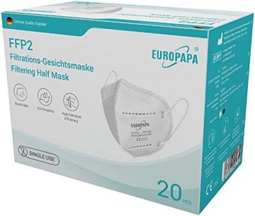 EUROPAPA 20x FFP2 Atemschutzmaske 5-Lagen Staubschutzmasken hygienisch einzelverpackt CE Stelle zertifiziert Mundschutzmaske EU 2016/425 - 3