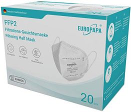 EUROPAPA 20x FFP2 Atemschutzmaske 5-Lagen Staubschutzmasken hygienisch einzelverpackt CE Stelle zertifiziert Mundschutzmaske EU 2016/425 - 1