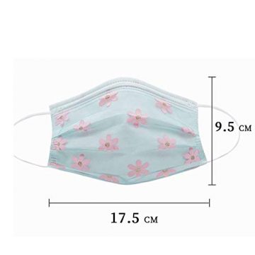 Fajwskjw 50 Stück Erwachsene Einweg Mundschutz Blumenmotiv Mund und Nasenschutz Halstuch Maske 3D Druck Nettogarnsmaske Blumen Motiv Einmal MNS Mund-Tuch Staubdicht Atmungsaktiv Tücher Bandana Schals - 4