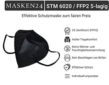 FFP2 Maske SCHWARZ - 10 Stück einzelverpackt - 3