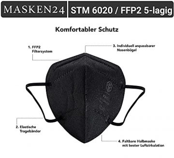 FFP2 Maske SCHWARZ - 10 Stück einzelverpackt - 4