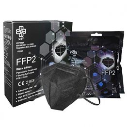 FFP2 Maske Schwarz [Black Edition] Schachtel à 10 Stück CE Zertifiziert Masken Mundschutz, Mit Gummiband und anpassbarem Nasenbüge [5 Filtrationsschichten] Schwarze - 1