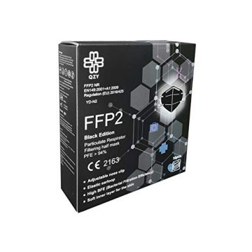 FFP2 Maske Schwarz [Black Edition] Schachtel à 10 Stück CE Zertifiziert Masken Mundschutz, Mit Gummiband und anpassbarem Nasenbüge [5 Filtrationsschichten] Schwarze - 7