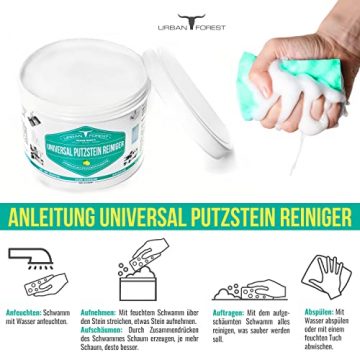 Haushaltsreiniger & Allzweckreiniger Weißer Stein | Universal-Reiniger & Glanz-Reiniger zum Haushalt reinigen | Profi Küchen-Reiniger & Edelstahl-Reiniger | PREMIUM PUTZSTEIN von URBAN FOREST 900g - 5