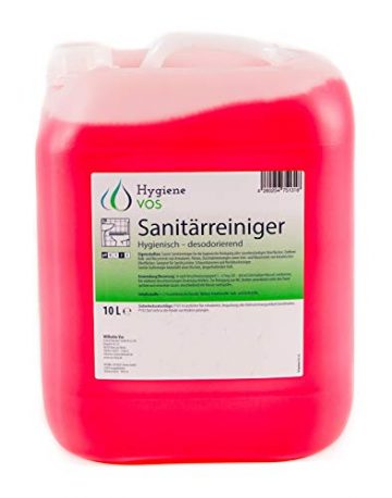 Hygiene Vos Sanitärreiniger 10 Liter. Entfernt Kalk von Armaturen, Fliesen, Duschabtrennungen sowie Urinstein und Wasserstein. Geeignet für Hochdruckreiniger - 1