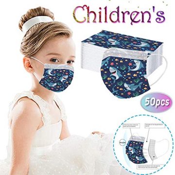 Lomelomme 50 Stück Mundschutz Kinder Einweg 3-lagig Niedlich Bedruckt Mund Nasenschutz Bedeckung, Atmungsaktiv MNS Bedeckung Maske-Tücher Bandana Halstuch für Jungen Mädchen - 2