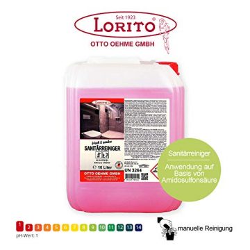 Lorito frisch & sauber Sanitärreiniger, Badreiniger für Keramik, Glas und Kunststoff, 10 Liter - 3