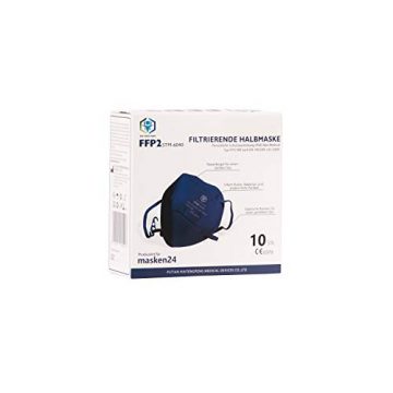 MASKEN24 STM 6040 Zertifizierte FFP2 Masken Faltbar - 10 Stück einzelverpackt im PE-Beutel - Staubmaske Atemmaske 5-lagige Mundmaske (Blau) - 3