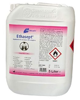 Meditrade Ethasept Desinfektionsmittel 5 Liter für Hand Hände, Flächen und Haut Hygiene, Schnelldesinfektion, Ethanol 73,5%, Empfohlen vom RKI - 1