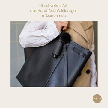 Pericosa Taschenanhänger aus Leder mit RefreshME Hände-Desinfektionsgel für Unterwegs, CarryME-Set DELUXE für die Reise, Händedesinfektion im Leder Anhänger für Handtasche oder Rucksack, Schwarz - 3