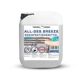 ***Preis-Leistungs-Sieger***TerraDomi 5 Liter Desinfektionsmittel All-Des Breeze für Hände, zugelassen und zertifiziert, gegen jegliche Art von Viren zu 99,9%, mit Minzduft - 1