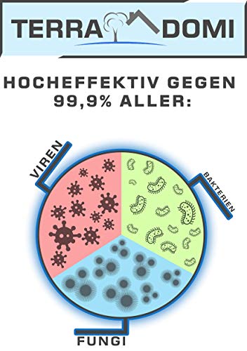 ***Preis-Leistungs-Sieger***TerraDomi 5 Liter Desinfektionsmittel All-Des Breeze für Hände, zugelassen und zertifiziert, gegen jegliche Art von Viren zu 99,9%, mit Minzduft - 5