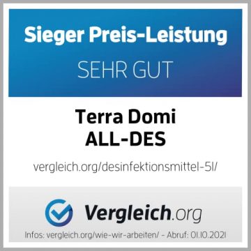 ***Preis-Leistungs-Sieger***TerraDomi 5 Liter Desinfektionsmittel All-Des Breeze für Hände, zugelassen und zertifiziert, gegen jegliche Art von Viren zu 99,9%, mit Minzduft - 7