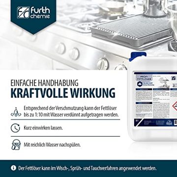 Profi-Fettlöser für Gastronomie, Industrie und Küche, Fett- und Nikotinentferner, Küchenreiniger-Konzentrat für Dunstabzug, Grill, 5l/10l - 5