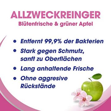 Sagrotan Allzweck-Reiniger Blütenfrische & Grüner Apfel – 2in1 Desinfektionsreiniger für die zuverlässige Reinigung von Oberflächen – 6 x 750 ml Sprühflasche - 3