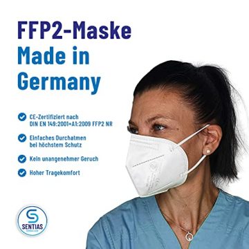 Sentias FFP2 Atemschutzmaske - 50 Stück - Schutzmaske Made in Germany - FFP Maske - 3