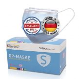 Sigma Medical OP Maske für den Mediziner - Made in Germany - 3-lagig mit hoher Filterleistung - 50x medizinische Maske EN14683 TYP II mit 98% BFE - 1