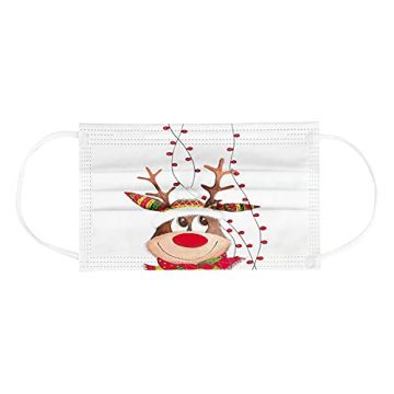 Tomatoa 10 Stück Weihnachten Einmal-Mundschutz, Erwachsene, Staubs-chutz Atmungsaktive Drucken Mundbedeckung, Bandana Face-Mouth Cover Sommerscha - 3