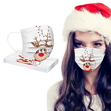 Tomatoa 10 Stück Weihnachten Einmal-Mundschutz, Erwachsene, Staubs-chutz Atmungsaktive Drucken Mundbedeckung, Bandana Face-Mouth Cover Sommerscha - 4