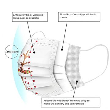 Tomatoa 10 Stück Weihnachten Einmal-Mundschutz, Erwachsene, Staubs-chutz Atmungsaktive Drucken Mundbedeckung, Bandana Face-Mouth Cover Sommerscha - 5
